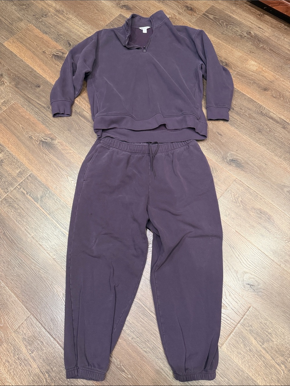 Athleta Deep Purple Women's 1/4 Zip Pullover & Jogger Set